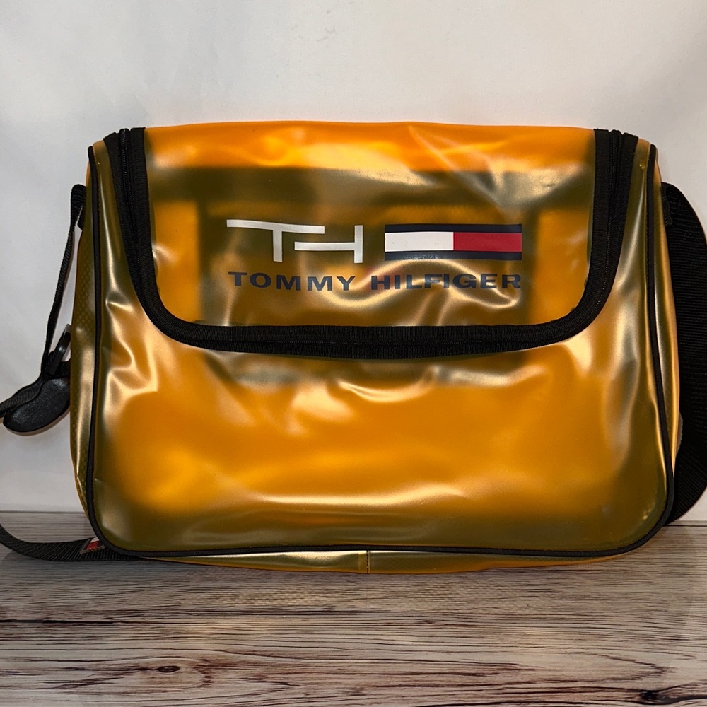 Vintage Y2K Tommy Hilfiger Golden Yellow Messenger Bag